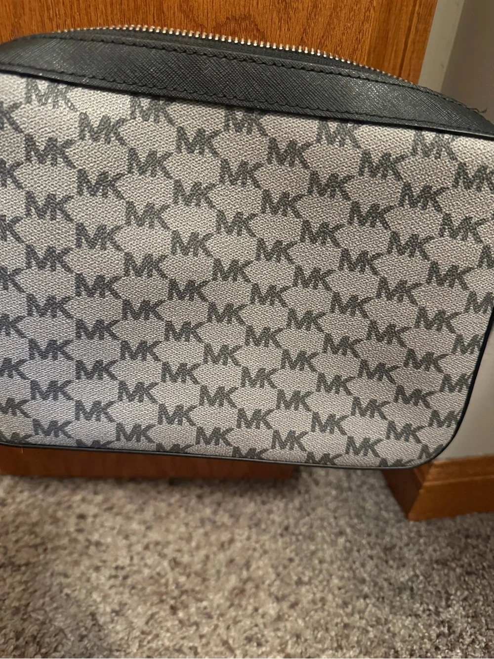 Michael Kors Gray and Black MK Monogram Crossbody